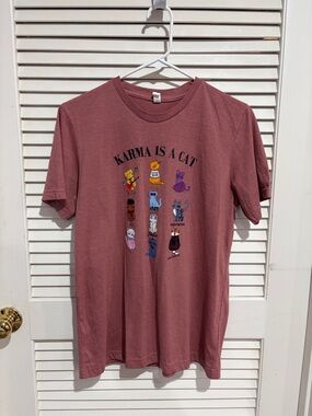 Karma Is A Cat Graphic Short Sleeve Tee - Dusty Rose